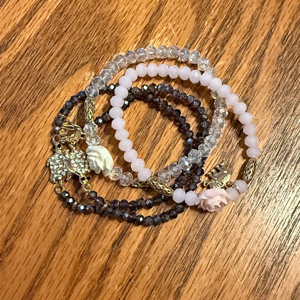 Elegant grey and pink Beaded Bracelets